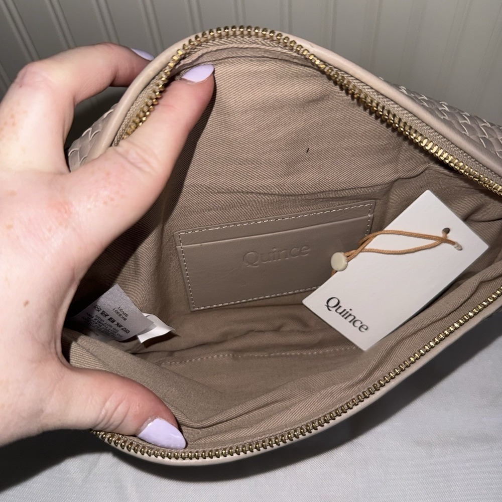 Quince Woven Leather Satchel in Taupe - Picture 7 of 14